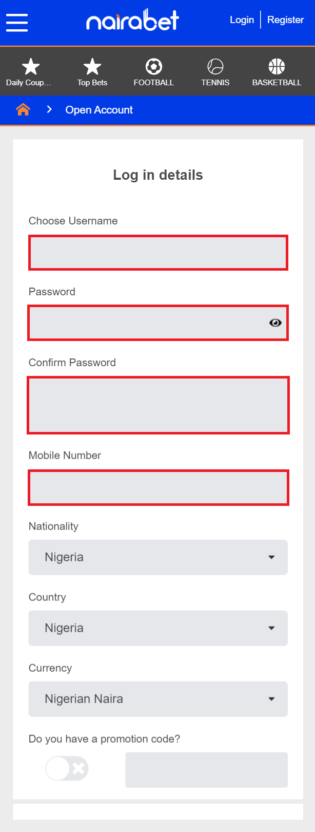 nairabet registration